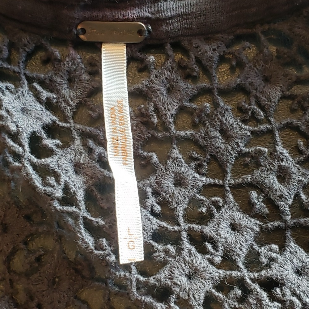 Free People Black Lace Detail Blouse - Picture 4 of 4